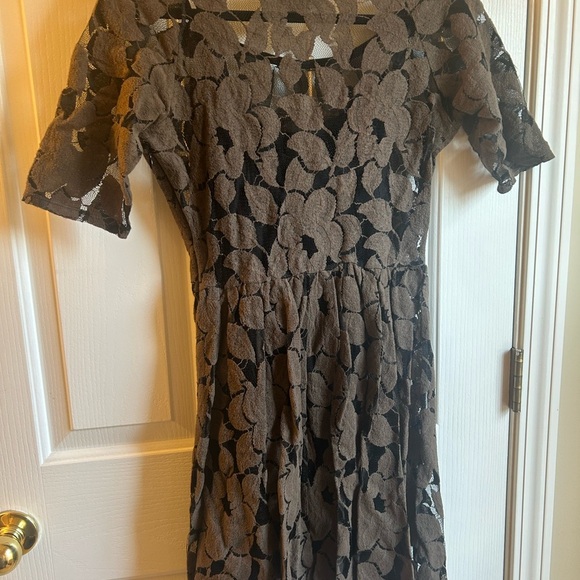 Anthropologie Brown Lace with Black Slip Mini Dress Size Small Weston Wear - Picture 6 of 8